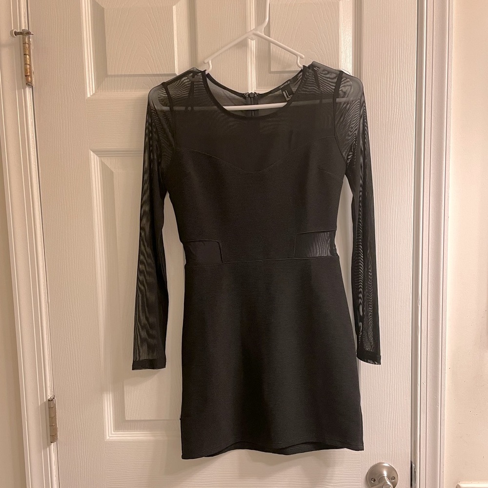 Mesh cutout black dress